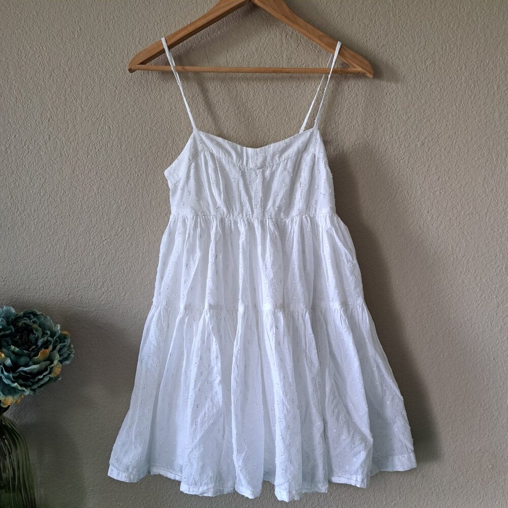 American Eagle White Sleeveless Tiered Babydoll Mini Dress Size XS
